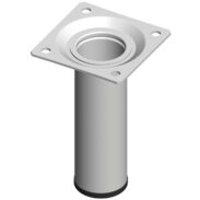Piede rotondo in metallo per mobili - A 150 mm, Bianco